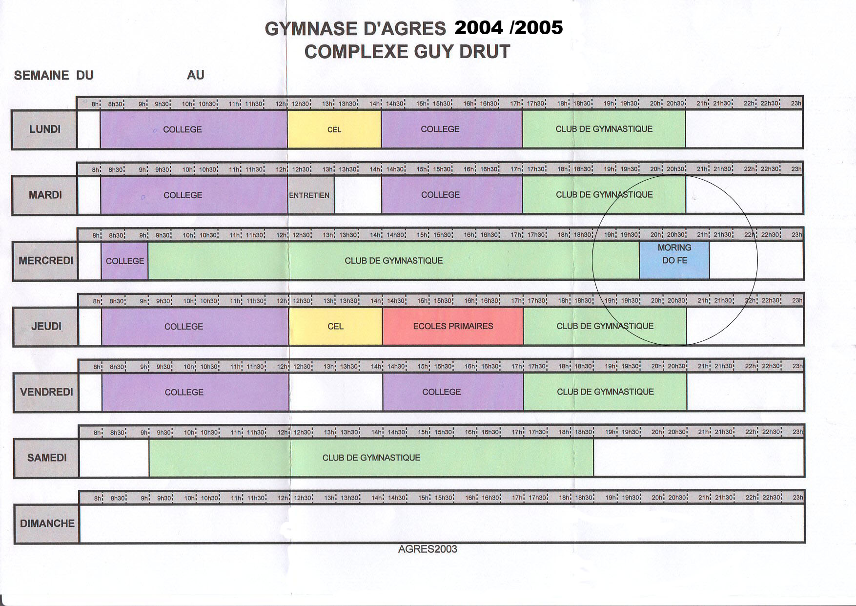 le calendrier